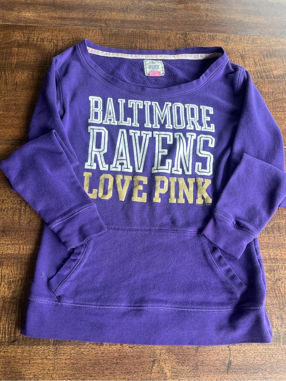 Y2K Victoria’s Secret PINK Baltimore Ravens NFL Purple Sweatshirt pockets XS